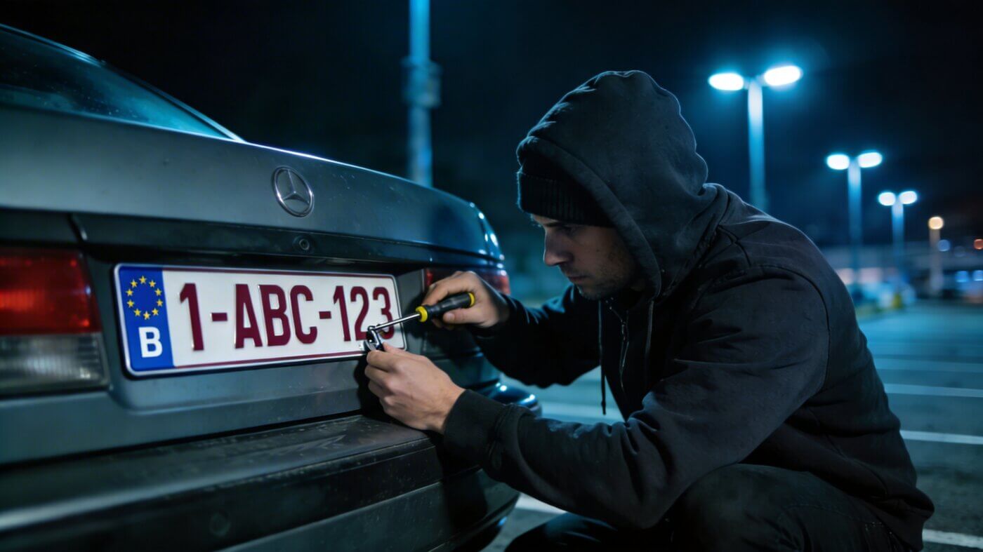 Vol de plaque d'immatriculation belge